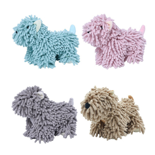Weicher Chenille-Stoff, Cartoon-Hunde-Handtuch,-grau 2