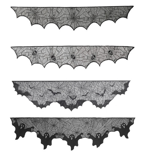 Halloween Polyester Mantel Cover Cobweb Mantel Scarf-Style 2 1