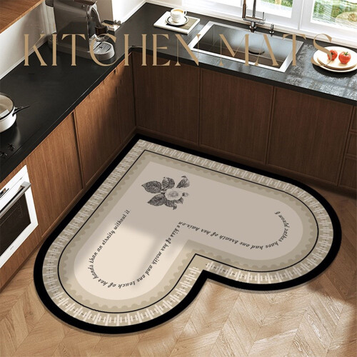 Heart Pattern AntiOil Kitchen Mats, NonSlip Surfaces-Border 4 2
