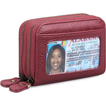 Elegant Leather Credit Card Wallet, Accordion-Style Card Slot Organizer, Compact Genuine Leather RFID Blocking Wallet for Women's Essentials