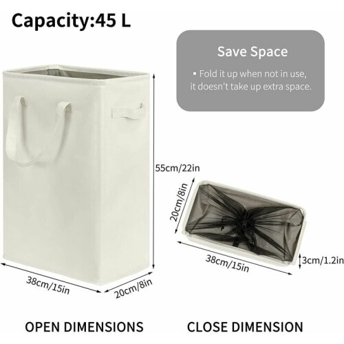 Slim Laundry Hamper, Adjustable Handles Collapsible Laundry Basket, Foldable Tall & Thin Laundry Organizer for Multi-Location Use, Improves Corner 1