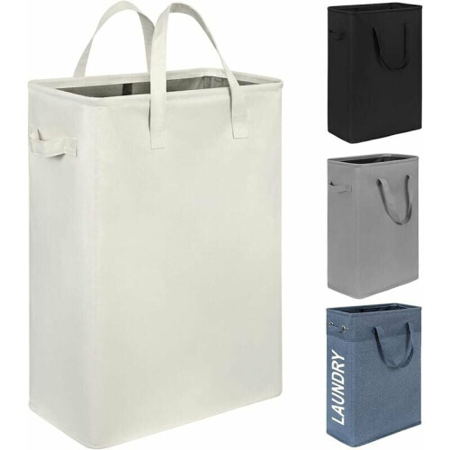 Slim Laundry Hamper, Adjustable Handles Collapsible Laundry Basket, Foldable Tall & Thin Laundry Organizer for Multi-Location Use, Improves Corner