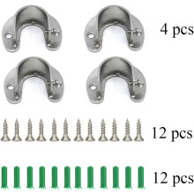 Heavy Duty Closet Pole Support, Stainless Steel U Shaped Socket Flange Set For Closet Shower Curtain Rod, High Quality Closet Rod End Supports,