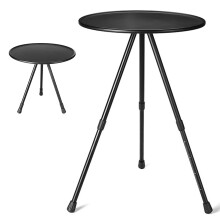 Table de camping pliable en aluminium noir ultra léger, diamètre de 70 cm