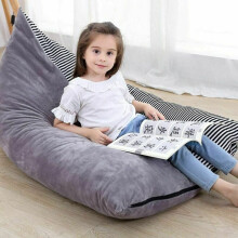 Durable Construction Stuffed Animal Storage, Extra Large Bean Bag Chair, Soft Corduroy Toy Organizer, Luxury Velvet Comfortable Seating (Gray)