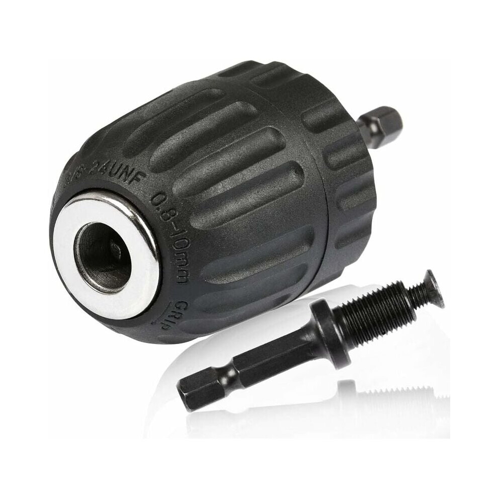 Quick Change Conversion Adapter, Drill Chuck Adapter For Round Shank Drill Bits, Universal Chuck Adaptor With 3Jaw Chuck, High Strength Keyless 9173940401693