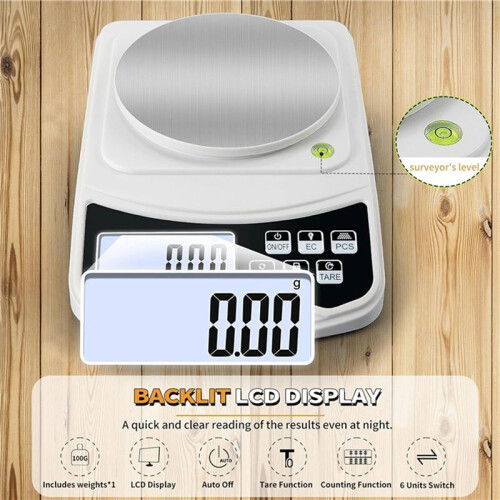 2X Digital Lab Scale, Gram-Scale 1000G 0.01GAccuracy, Multi-Function High Precision Electronic Scale with 100G Weight 1