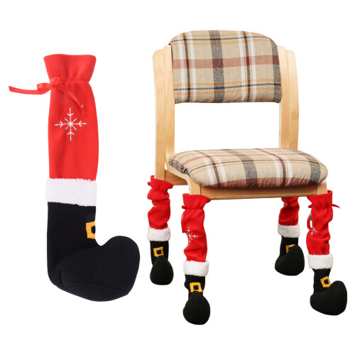 Weiche Weihnachts-Tischbeinabdeckungen, Tischfüße, Socken,-Rot 4 1