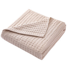 Kühlende Baumwoll-Waffelstrickdecke für Bett oder Sofa,-khaki