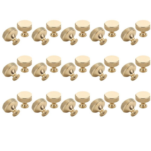 30 Pack 1.2 Inch Brushed Gold Cabinet Knobs Knurled Kitchen Cabinet Knobs Gold Drawer Knobs Round Dresser Knobs