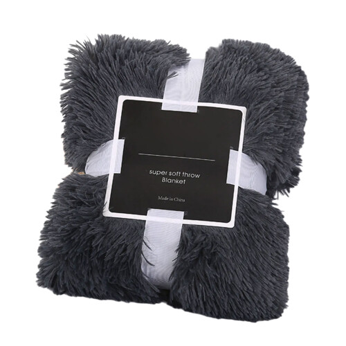 Elegant Fleeces Blanket for Couch Bed-160X200cm Dark Gray