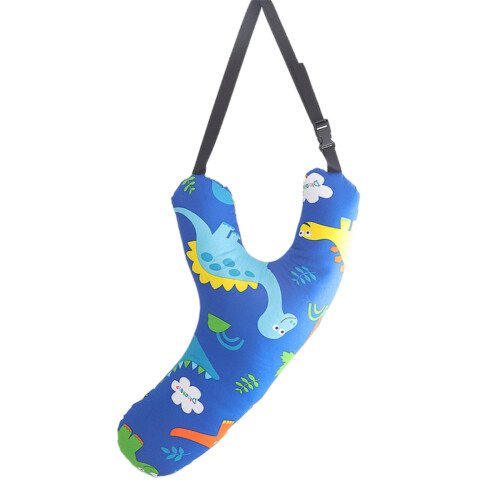 Child Car Headrest Neck Pillow Adjustable Belt-blue dinosaur 1