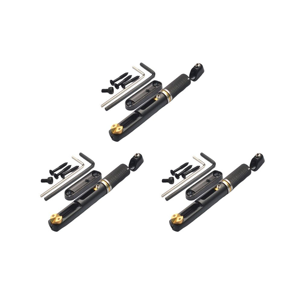 3X Saddle Headless Electric Guitar Bridge Tailpiece With Wrench For Headless Electric Guitar Black 4713633489857