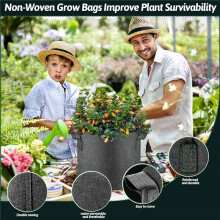 10 Pcs Grow Bags 5 Gallon Plant Grow Bags Multi-Purpose Nonwoven Fabric Pots with Handles,Outdoor Garden Plant Pots
