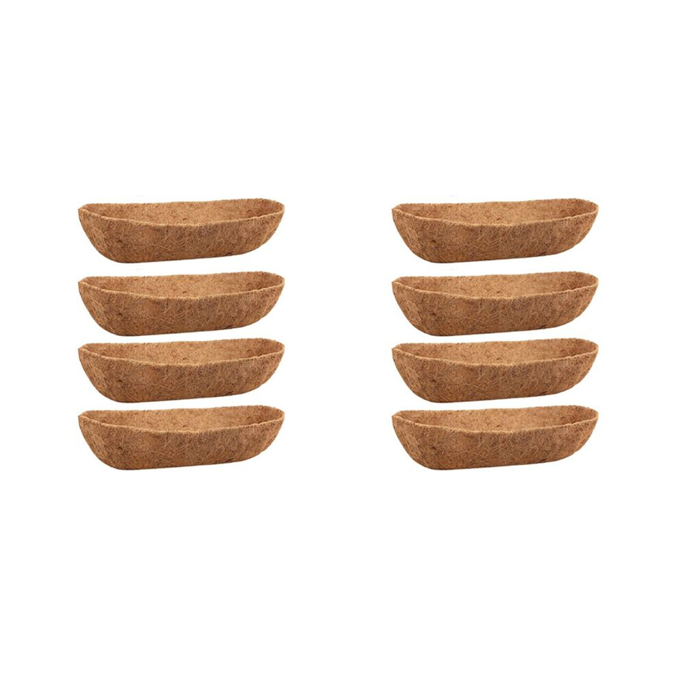 Typecat 8 Pack 24 Inch Trough Coconut Liners, Natural Coconut Liners For Wall Planter, Window Basket Deck Railing Planter