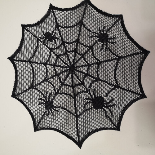 Elegante schwarze Spitzen-Tischsets mit Spinnweben,-Schwarz 4 2