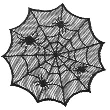 Round Spiders Webs Laces Doily Placemat Home Table-Schwarz 1