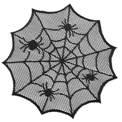 Round Spiders Webs Laces Doily Placemat Home Table-Schwarz 1