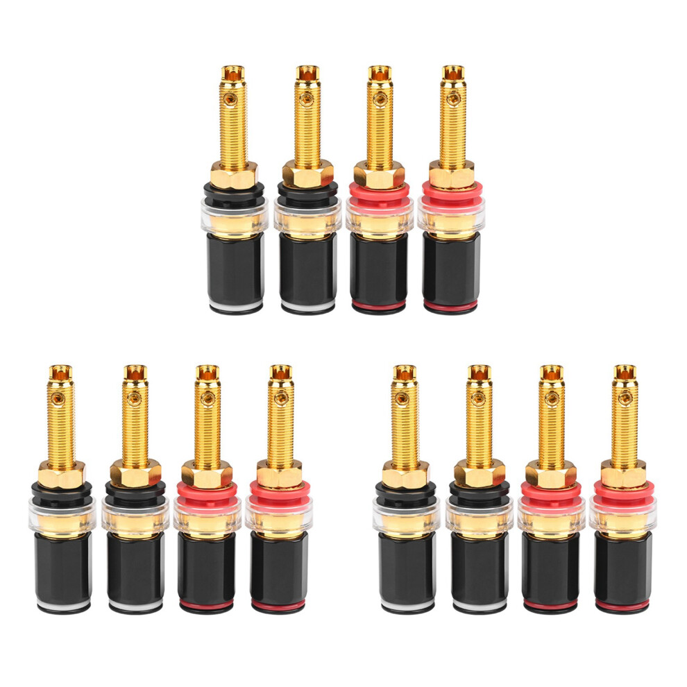 12Pcs Hifi Speaker Terminal Binding Post Pure Copper Gold Plated Amplifier Connector For Female Banana Jack Plug 6032645697400