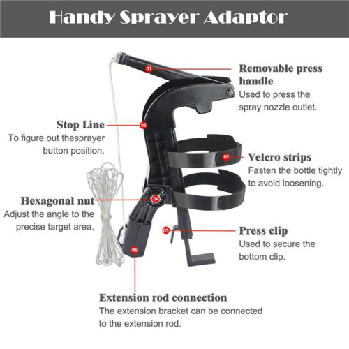 2X Sprays Can Extension Pole Adaptor Sprayer Extension Pole Adaptor Adjustable Angle Sprays Extender Bracket A 1
