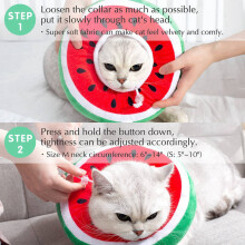 2X Adjustable Cat Cone Collar Soft, Cute Cats Recovery Collar, Cats Cones After Surgery for Kittens Watermelon Small