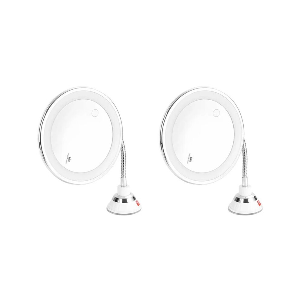 Typecat Light 2Pcs Flexible Gooseneck Makeup Mirror With Led 10X Magnifying Mirror Suction Cup Bright Diffused