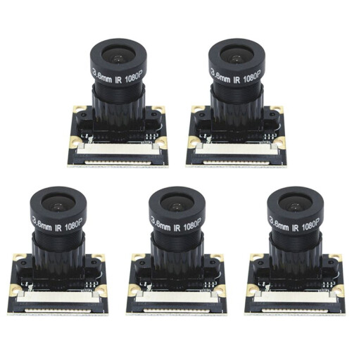 5X 5MP OV5647 Camera Module Non-Night Vision Version for Raspberry Pi 75 Degree 3.6mm Adjustable Focus 1080P HD Webcam
