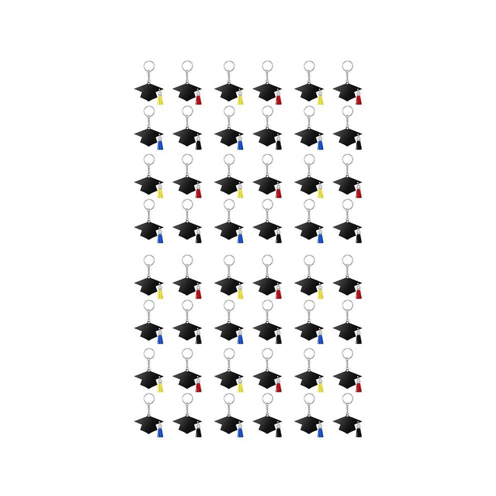 48Pcs Graduation Cap Charm Keychain Pendants Tassels Keychain Party Favor Class Of 2023 Graduation Gifts Black/Red 4714049402744