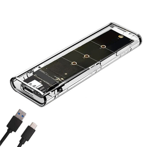 2X M.2 NGFF  Dual Protocol SSD Case Clear USB Type C 10Gbps PCI-E M2 SSD External Enclosure Hard Disk Box 1