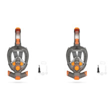 2X Snorkel Mask Woman Scuba Underwater Full Face Diving Mask Snorkeling Masks 180 View Anti-Fog Anti-Leak(L/XL)