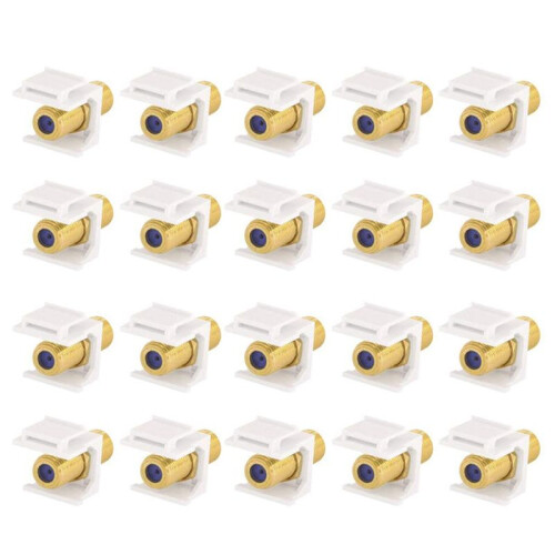 20-Pack RG6  Jack Insert, Coaxial Cable Connector F-Type RG6  Connectors for Wall Plate and Patch Panel
