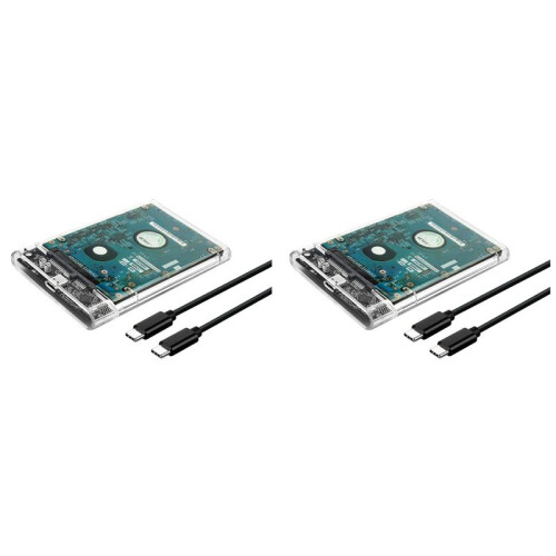 2X Caixa de Disco Rígido Externo Transparente de 2,5 Polegadas  para USB 3.1 Tipo C 4 TB Compatível com Laptop UASP  III