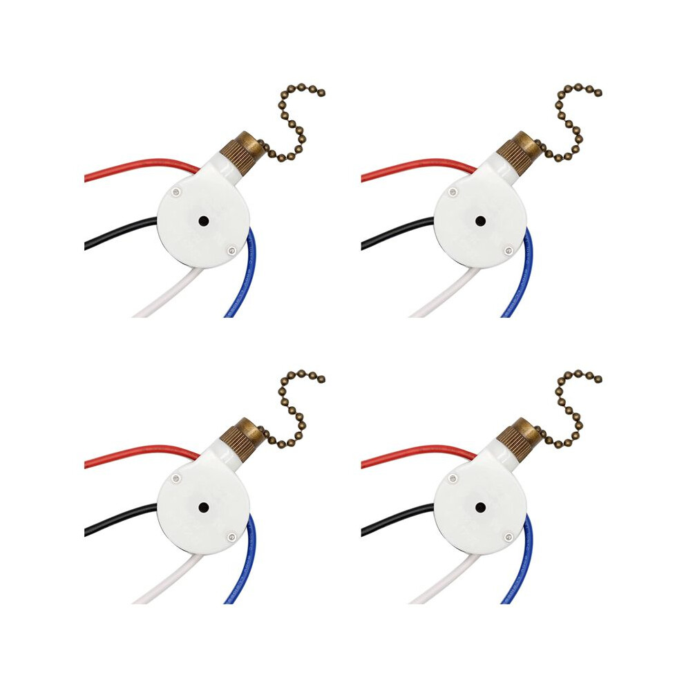 4Pcs Ceiling Fan Lights Zingear Ze-208S E89885 3 Speed 4 Wire Fan Pull Chain ,Fan Lights Bronze 6031385732778