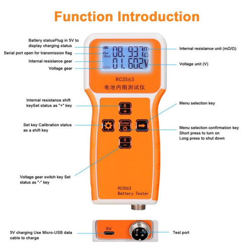 3X RC3563 Battery Voltage Internal Resistance Tester Trithium Lithium Iron Phosphate 18650 Battery Tester,Tester Probe 1