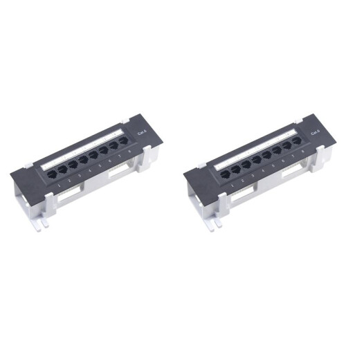 2X 8 Port Patch Panel for Cat. 6 Versatile Data Center Plastic Wall Mount for Computer Home for Wiring Server Room