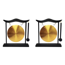 2X  Desktop Gong Table Wind Chime Percussion Instrument Cymbals Gongs with Mallet for Home Decor Housewarm Gift-A