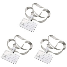 3X Horizontaler Stil ID Karten Halter Aus Aluminium Legierung mit Lanyard Ausschnitt für Damen und Herren Visiten Karten Halter