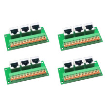 4X RJ45 Vrouwelijke Breakout-Kaart, Soldeerloze RJ45 Naar 8-Pins Snelveerterminal, Drieweg RJ45 Vrouwelijke Connector met Printplaat