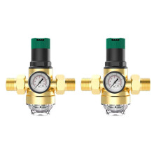 2X Druckregler Wasser 3/4 Zoll, Wasserdruckregler mit Wasserdruckmesser und Netzfilter