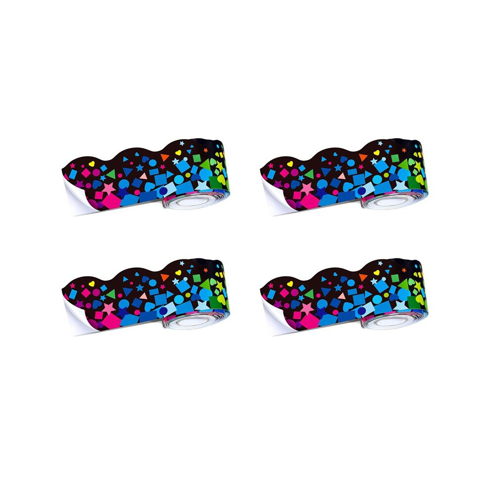4 Roll 59 Feet Self Adhesive Bulletin Board Borders, Scalloped Confetti Border Trim Sticker For School Classroom Decor 6032755161297