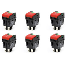 6X Industrial Electric Push Button Switches,HY52 Push Button for Mechanical Device  4 Pins with Light 125/250 V