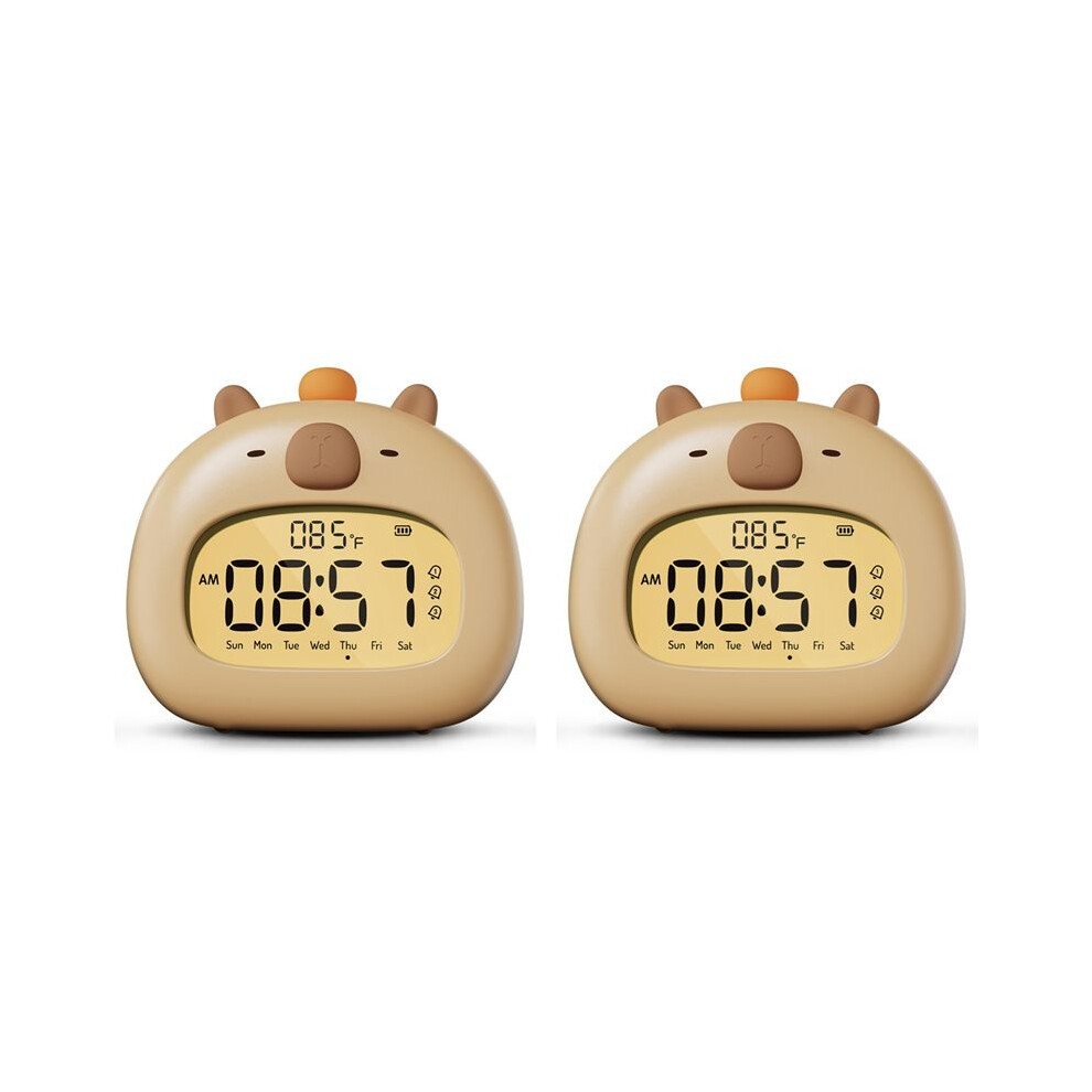 2Pcs Capybara Alarm Clock For Kids, Ready To Rise Children's Sleep Trainer,Cute Capybara Clock Dimming Night ,A Light