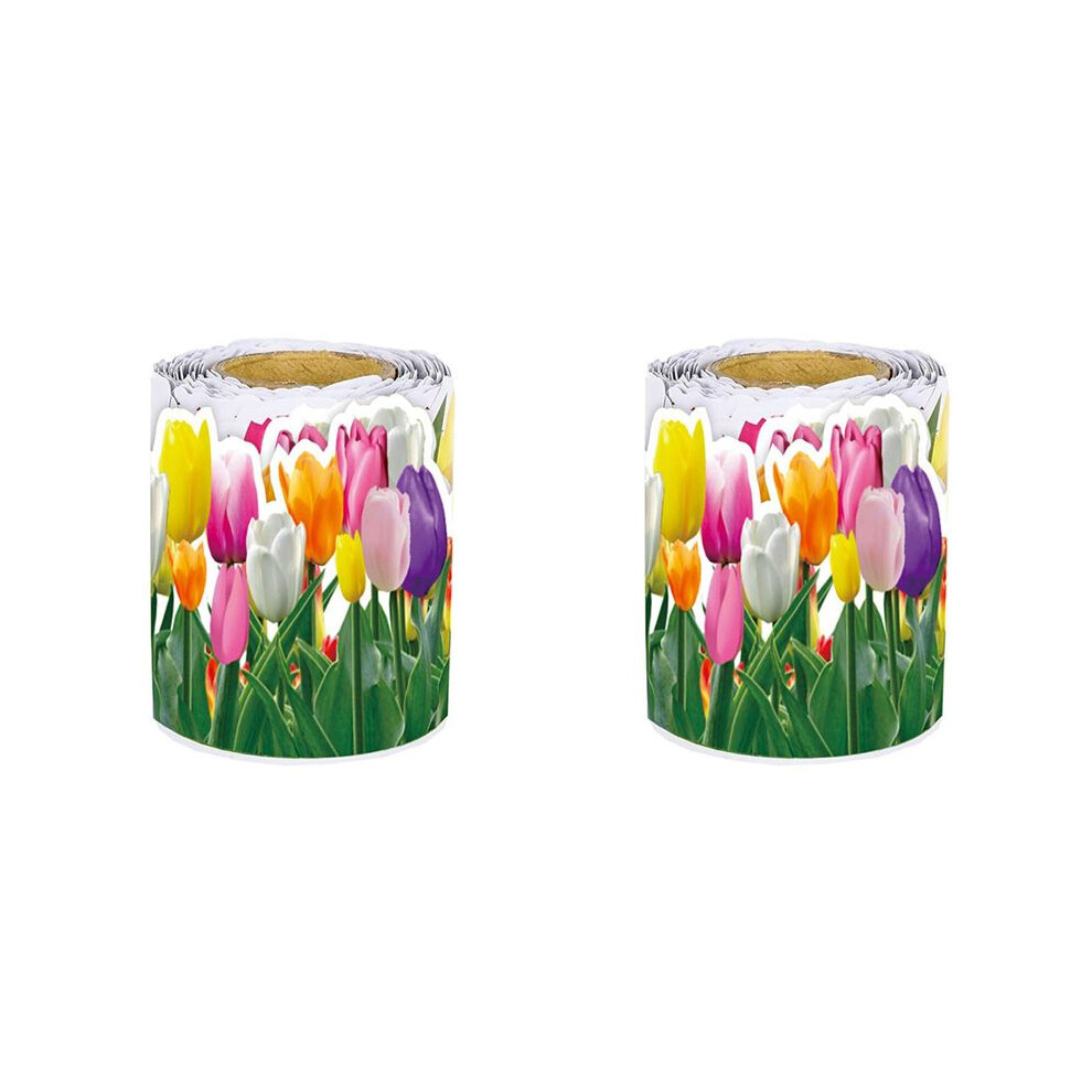 2 Roll Tulip Flower Trim Border 65.6Ft Floral Bulletin Border For School Classroom Blackboard Chalkboard Decoration 6033276615764