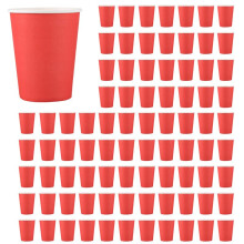 200 Papierowych Kubków (9 Uncji)-Zwykłe Jednolite Kolory Birthday Party Tableware Catering (Czerwony)