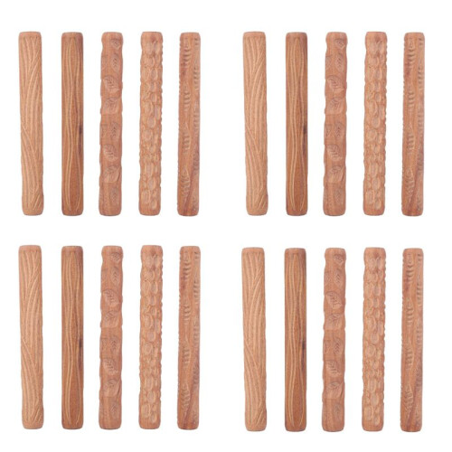 20PCS Pottery Tools Wood Hand Rollers for Clay Clay Stamp Clay Pattern Roller