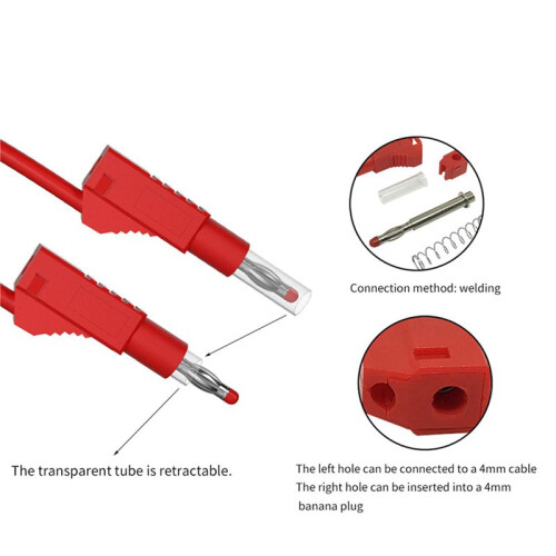 4Pcs Multi-Meter Test Leads Cable Jumper Wire  Security 4mm Banana Plug Retractable Test Tool Red Black 1