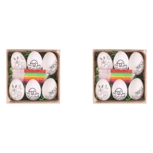 12 Pcs Easter DIY Hand-Painted Eggs 2024 Cartoon Eggs Children'S Handmade Gift Easter Egg Painting Kit-C