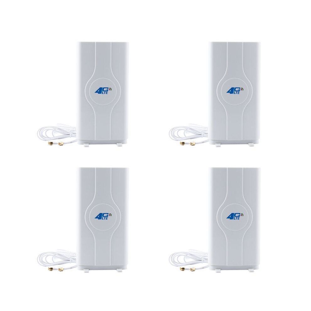 4X 700-2600Mhz 88Dbi 3G 4G Lte Antenna Mobile Antenna Male Connector Booster Mimo Panel Antenna+2 Meters(2X Sma-Male) White 4711146634771
