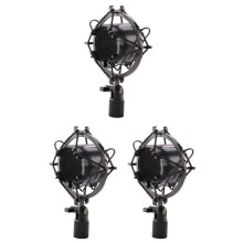 3X Universal 3KG Bearable Load Mic Microphone Shock Mount Clip Holder Stand Radio Studio Sound Recording Bracket Black