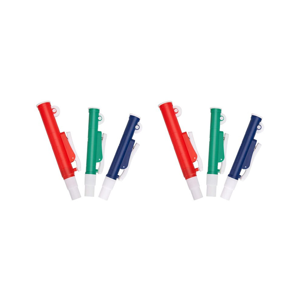 Pipette Pumps, 6Pcs Lab Handheld Pumps: 2Ml 10Ml 25Ml Fit Glass Or Plastic Pipettes Green/Red Typecat